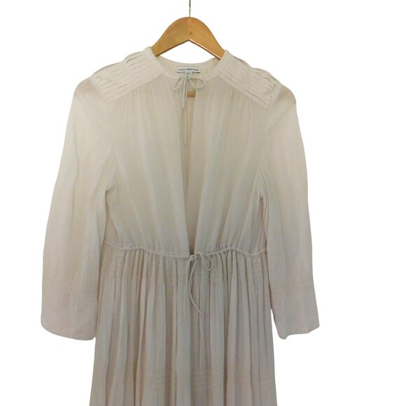 James Perse Blush Cream Midi Dress Size 2 (M) Tie Waist Tiered Viscose Bohemian - Picture 3 of 9